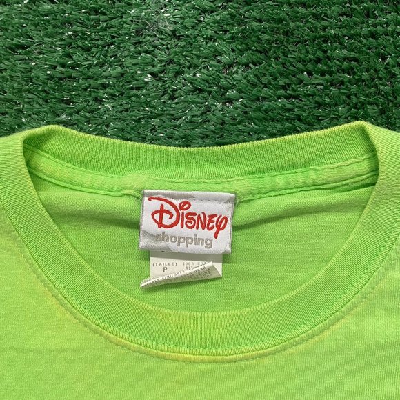 Vintage Y2K Disney Logo Shirt Lime Green Mickey Mouse Tee - Picture 5 of 6